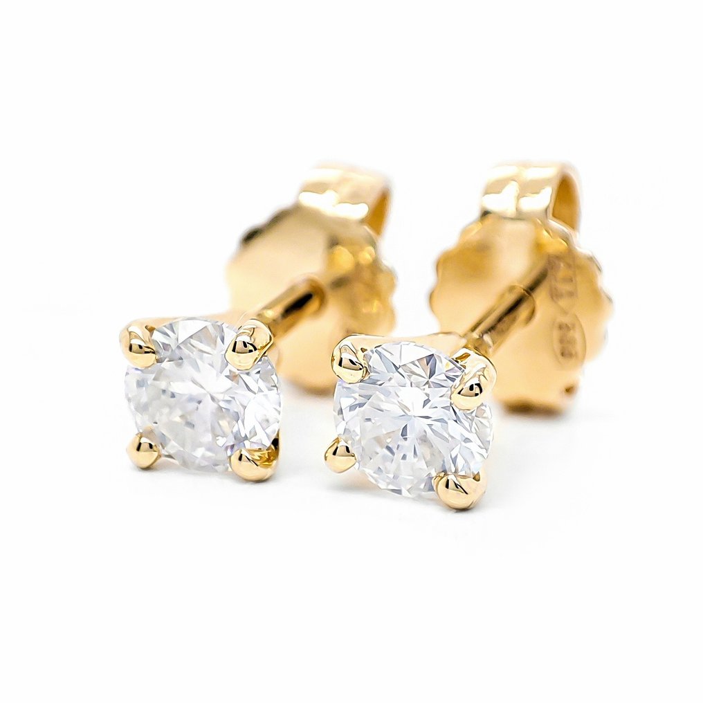 Zonder Minimumprijs - Oorbellen - 14 karaat Geel goud -  0.64ct. tw. Diamant  (Natuurlijk) #1.2