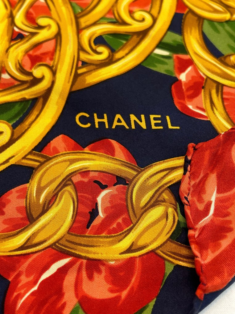 Chanel - Grande foulard - Modello “Bracciale CC d'oro” 95x95 cm - 薄絹 #2.1