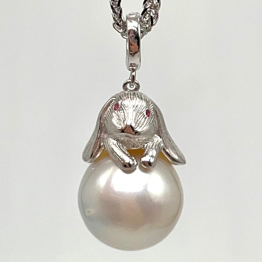 没有保留价 - 项链 银 - 13.9mm 南洋珍珠 #1.1