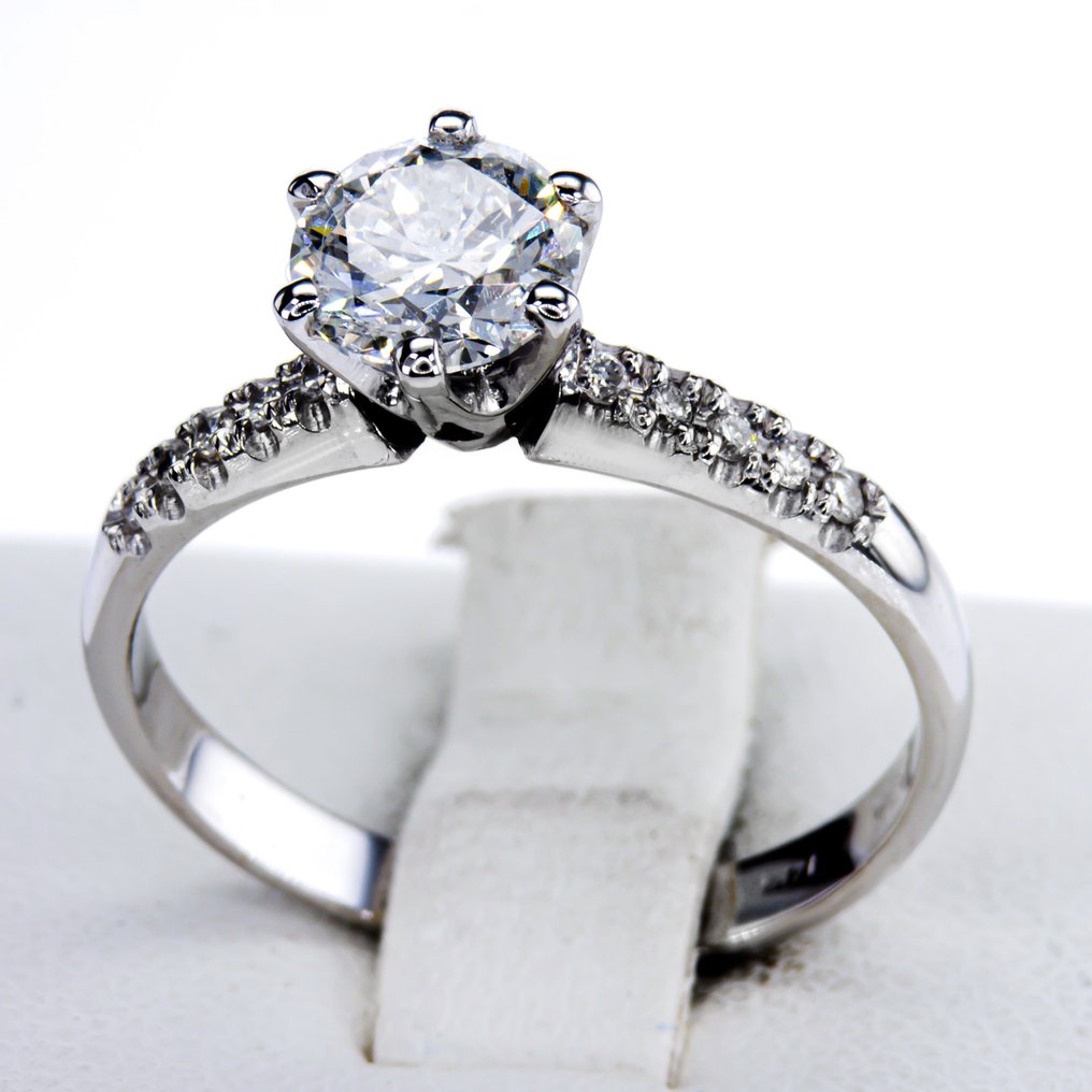 Senza Prezzo di Riserva - Anello di fidanzamento - 14 carati Oro bianco -  1.11ct. tw. Diamante  (Naturale) #1.2