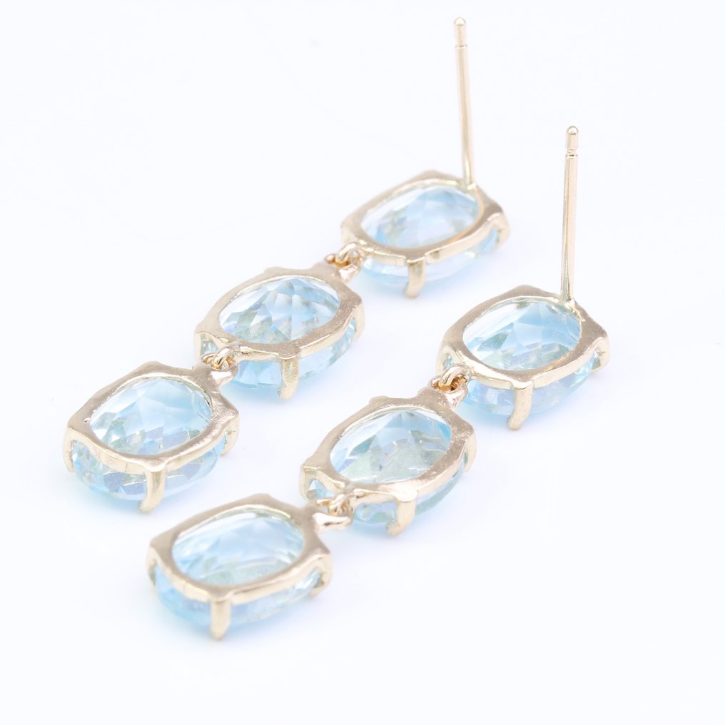 χωρίς τιμή ασφαλείας - Σκουλαρίκια - 14 καράτια Κίτρινο χρυσό Τοπάζιο #4.3