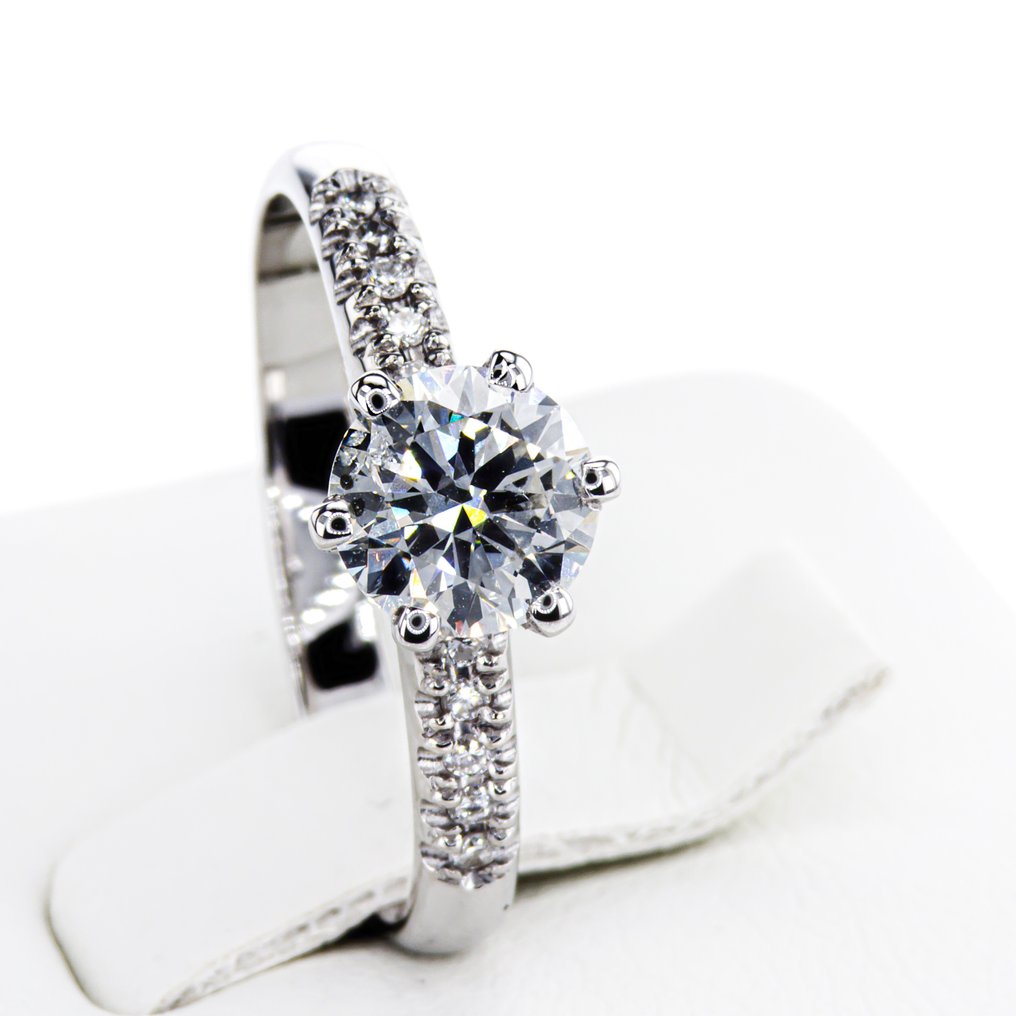 Senza Prezzo di Riserva - Anello di fidanzamento - 14 carati Oro bianco -  1.11ct. tw. Diamante  (Naturale) #2.1