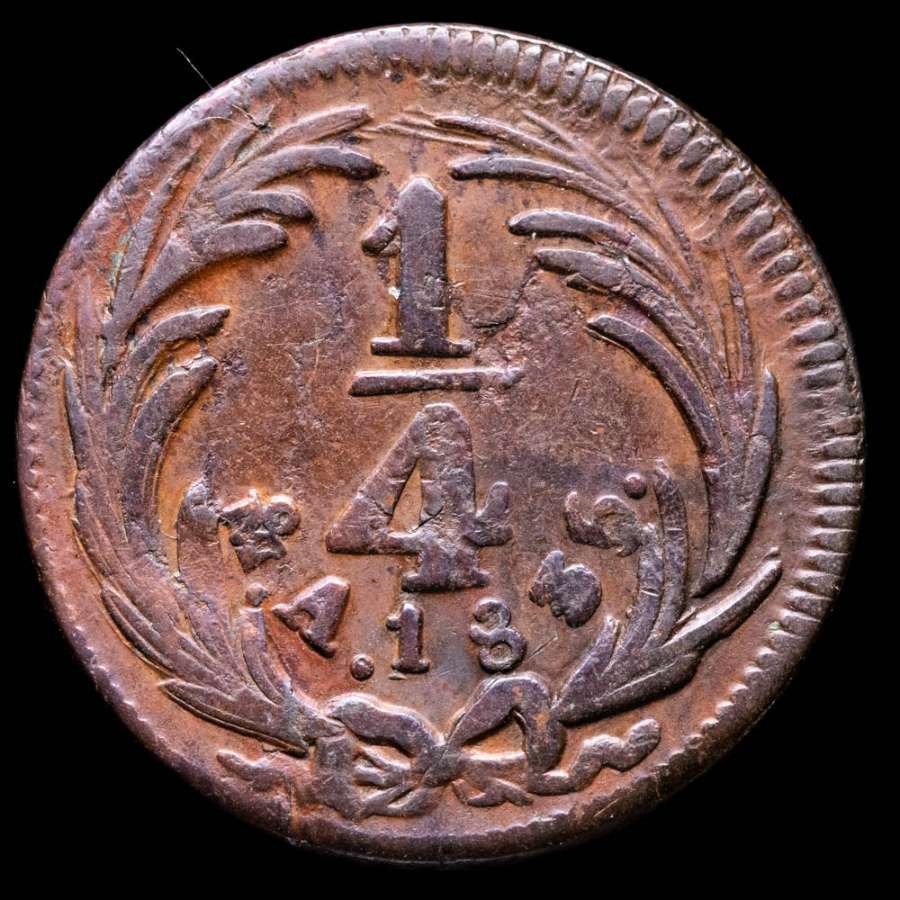 Mexiko. ¼ Real "Quarto/Quartilla" 1836 - Republica de Mexico. (Moneda Federal). 1829-1837.  (Utan reservationspris) #1.2