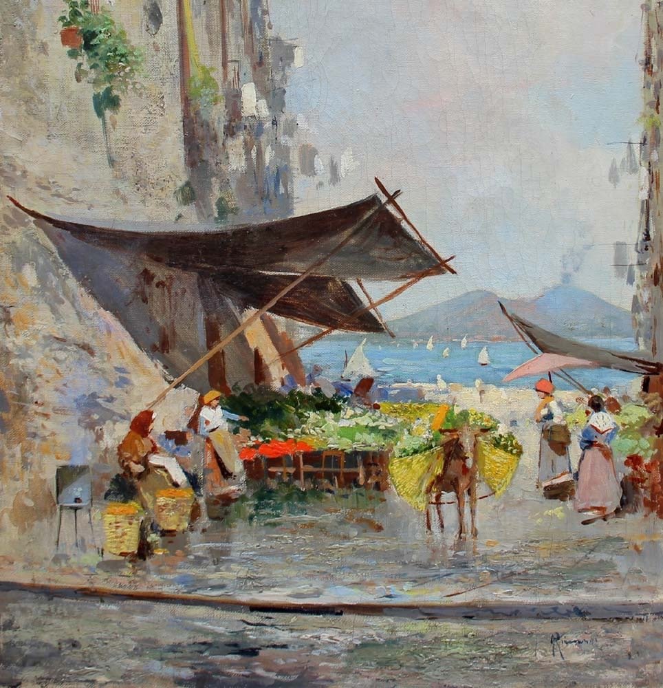 Oscar Ricciardi (1864 - 1935) - Market scene in Naples #2.2