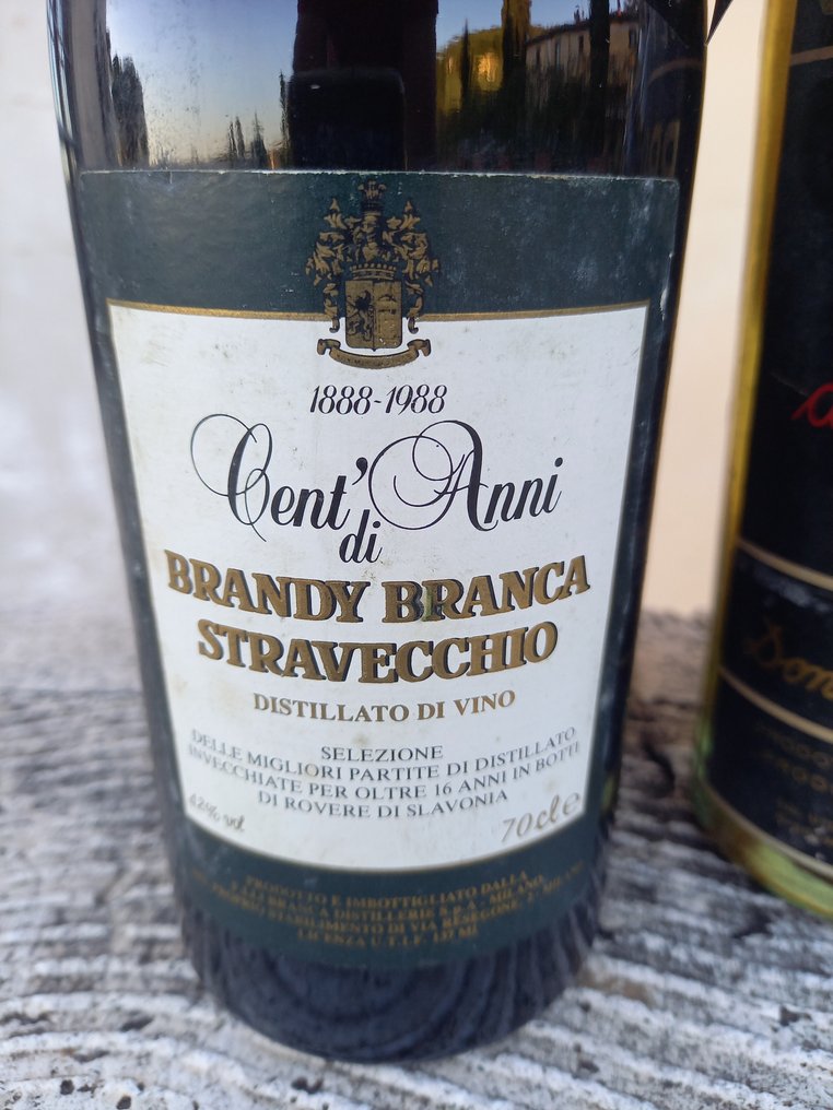 Branca "100 years" Stravevchio + Don Pedro + Sarti 3 Valletti + Stock 10yo + Rene Briand + San  - b. Jaren 60-2000 - 50cl, 70cl, 75cl - 6 flessen #3.2