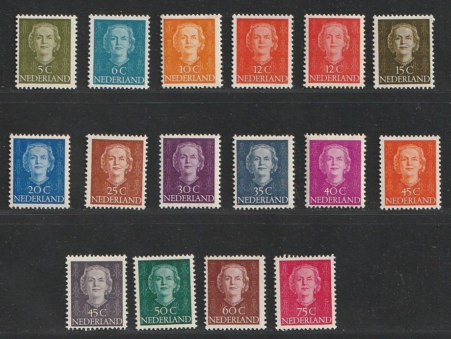 Hollandia 1949/1951 - Juliane Enface, alacsony értékek - NVPH 518/533 #1.1