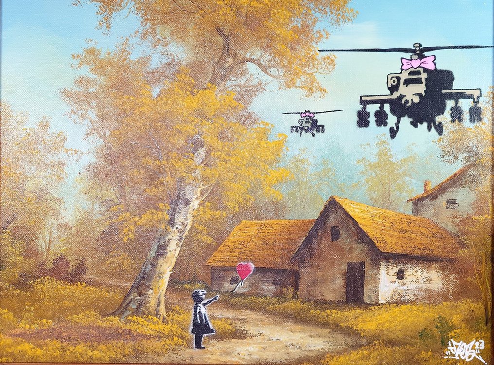 Banksy (1974) - Fictional World (1980) - Banksy´s Helicopter helps Glowing Girl with Balloon #2.2