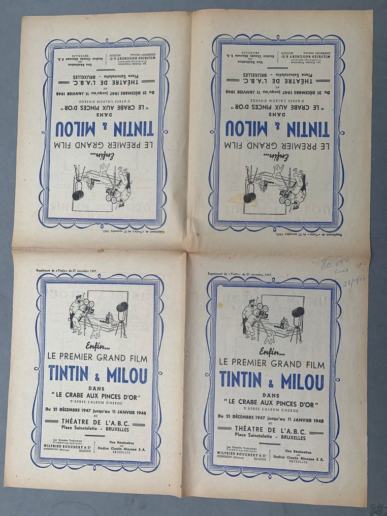 Tintin (magazine) - Making of - 22/11/(19)47 pour le film « Le Crabe aux Pinces d’Or - 1 Nyomtatás - 1947 #1.1