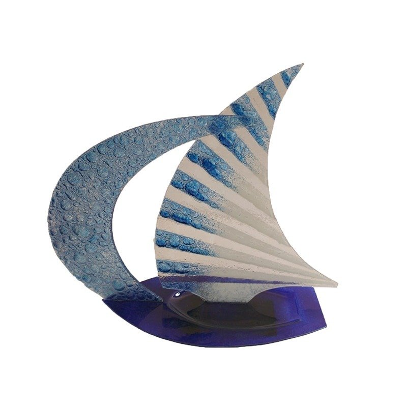 Alessandro Padoan - sculptuur, Barca a vela - 25 cm - Glas #1.1