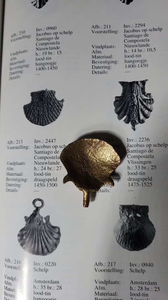Bronzo, Ottone, Conchiglia di Santiago di Compostela Medaglia del pellegrino - 15 mm #1.2
