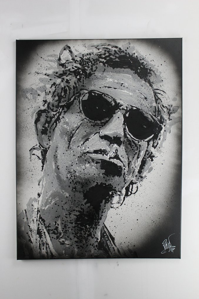 The Rolling Stones - Keith Richards - handpainted and signed painting - by PopArt Artist Vincent - Portrait #3.2