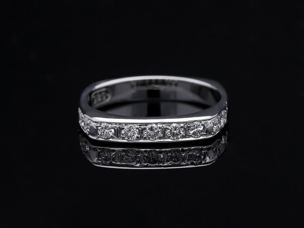 Utan reservationspris - Ring - 14 kt Vittguld -  0.27ct. tw. Diamant  (Natural) - Halv Memoire Ring #1.1