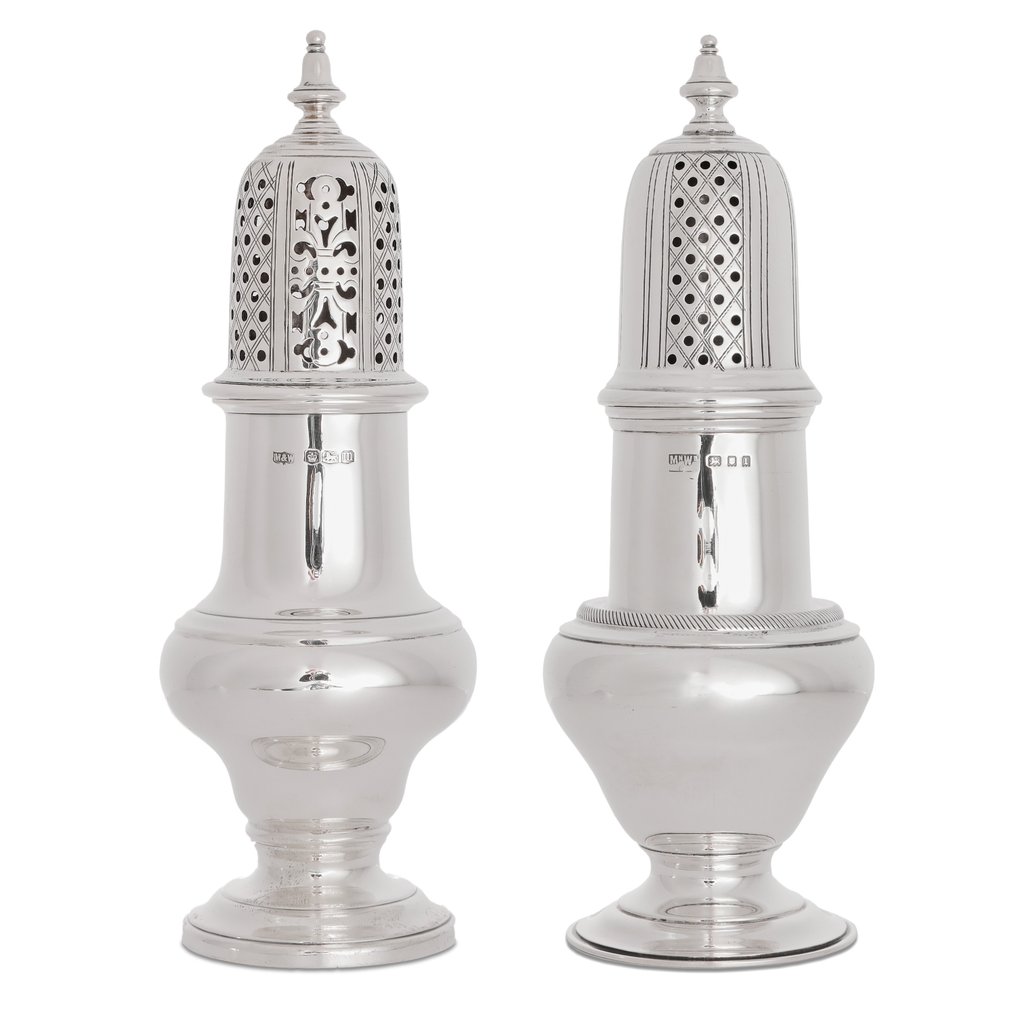 Mappins & Webbs , London - Mappins & Webbs - Αναδευτήρες αλατιού και πιπεριού (2) - Αλατοπίπερα από ασήμι για ζάχαρη, αλάτι και πιπέρι. - .925 silver - London 1926 Mappin & Webb #1.0