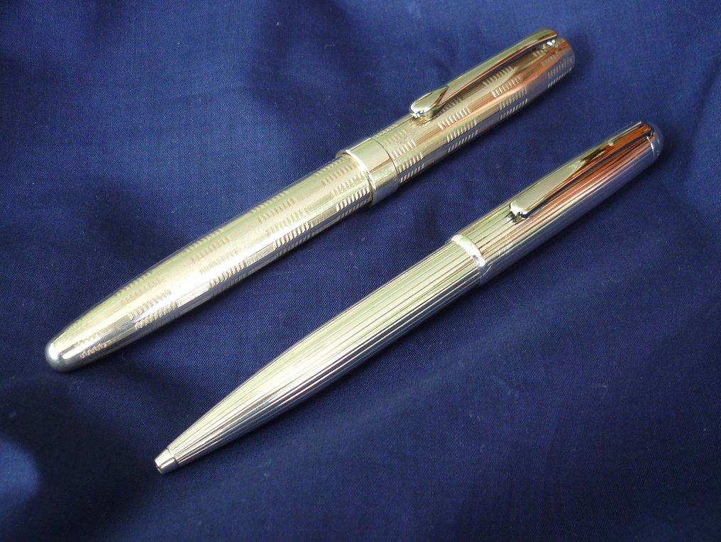 2 Italian .925 Sterling Silver Pens. Lecce Pen Ballpoint + Fountain Pen - Wieczne pióro #2.1
