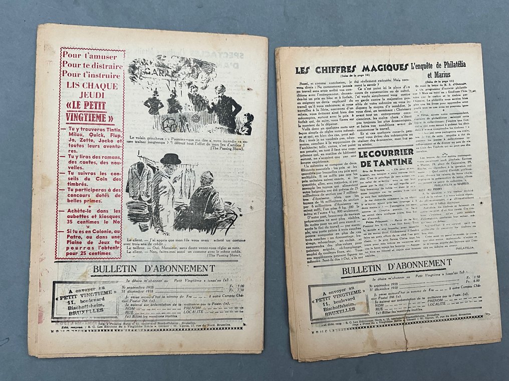 Le Petit Vingtième - Ensemble de 2 fascicules - couvertures de Hergé - 2 aikakauslehtiä - 1938 #3.1