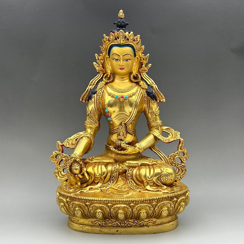 Kṣitigarbha, Earth Store Bodhisattva - Mässing - Nepal - 21 århundradet #1.1
