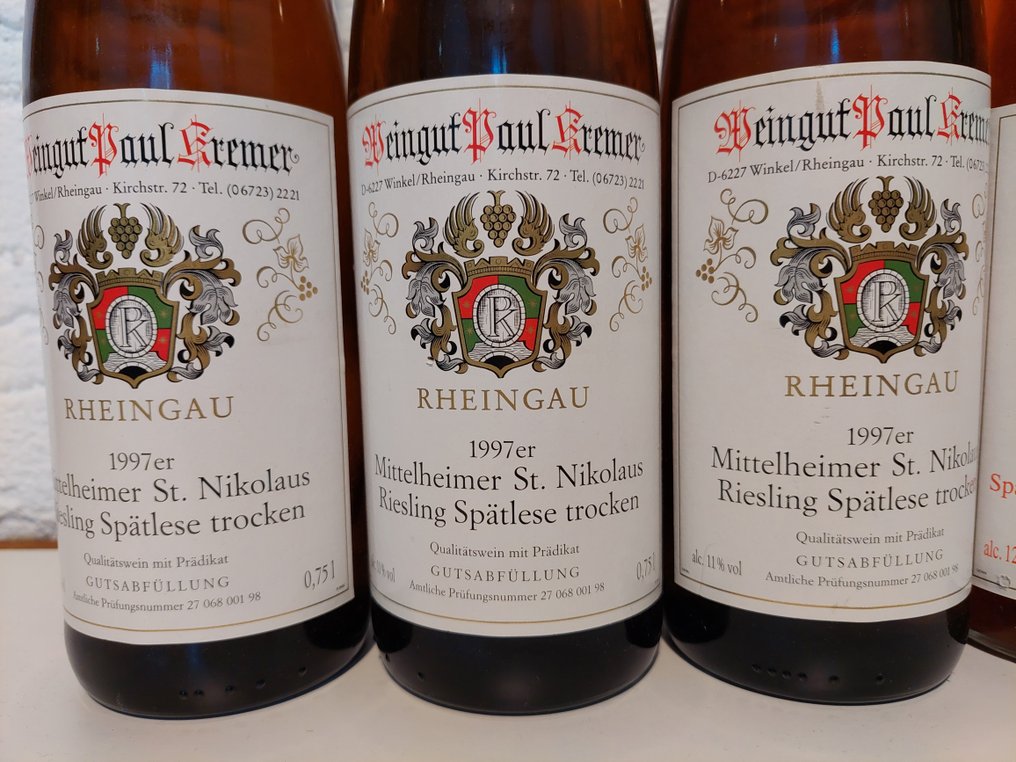 Paul Kremer: 1997 x3 Riesling Spätlese dry, 2000 x6 Spätburg. Weissh. & 1999 x3 Riesling Spätlese - Ρέινγκο - 12 Bottles (0.75L) #2.1