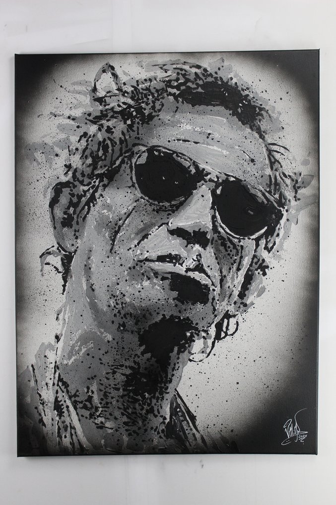 The Rolling Stones - Keith Richards - handpainted and signed painting - by PopArt Artist Vincent - Portrait #3.1