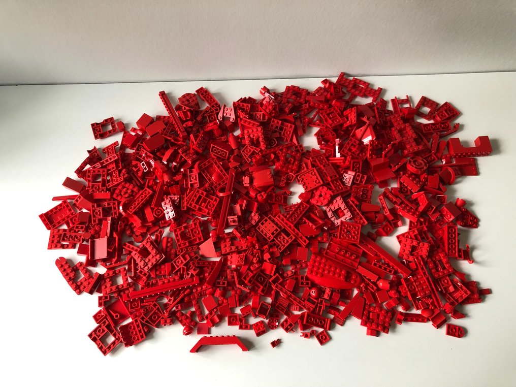 LEGO - Geen serie - LEGO Partij van 1000 gram diverse rode bouwstenen en onderdelen #1.1