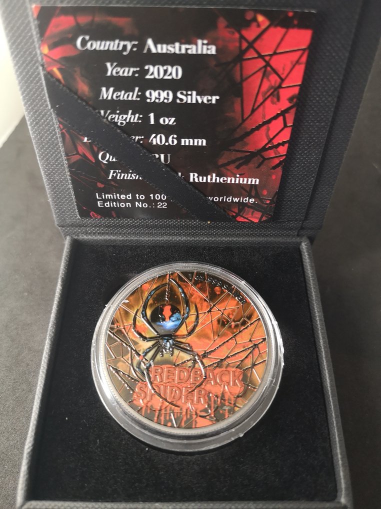 澳大利亚. 1 Dollar 2020 Redback Spider Blood, 1 Oz (.999)  (没有保留价) #1.2