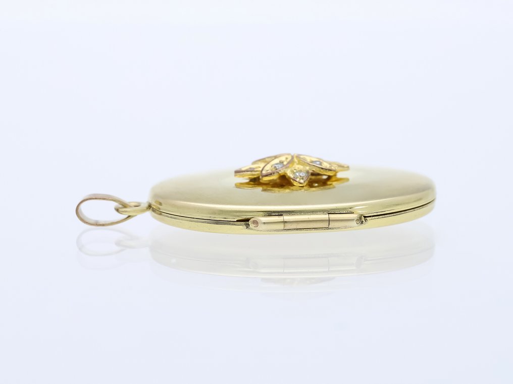 Zonder Minimumprijs - Medaille hanger - 8 karaat Geel goud Diamant  (Natuurlijk) - Vintage medaillon #3.2
