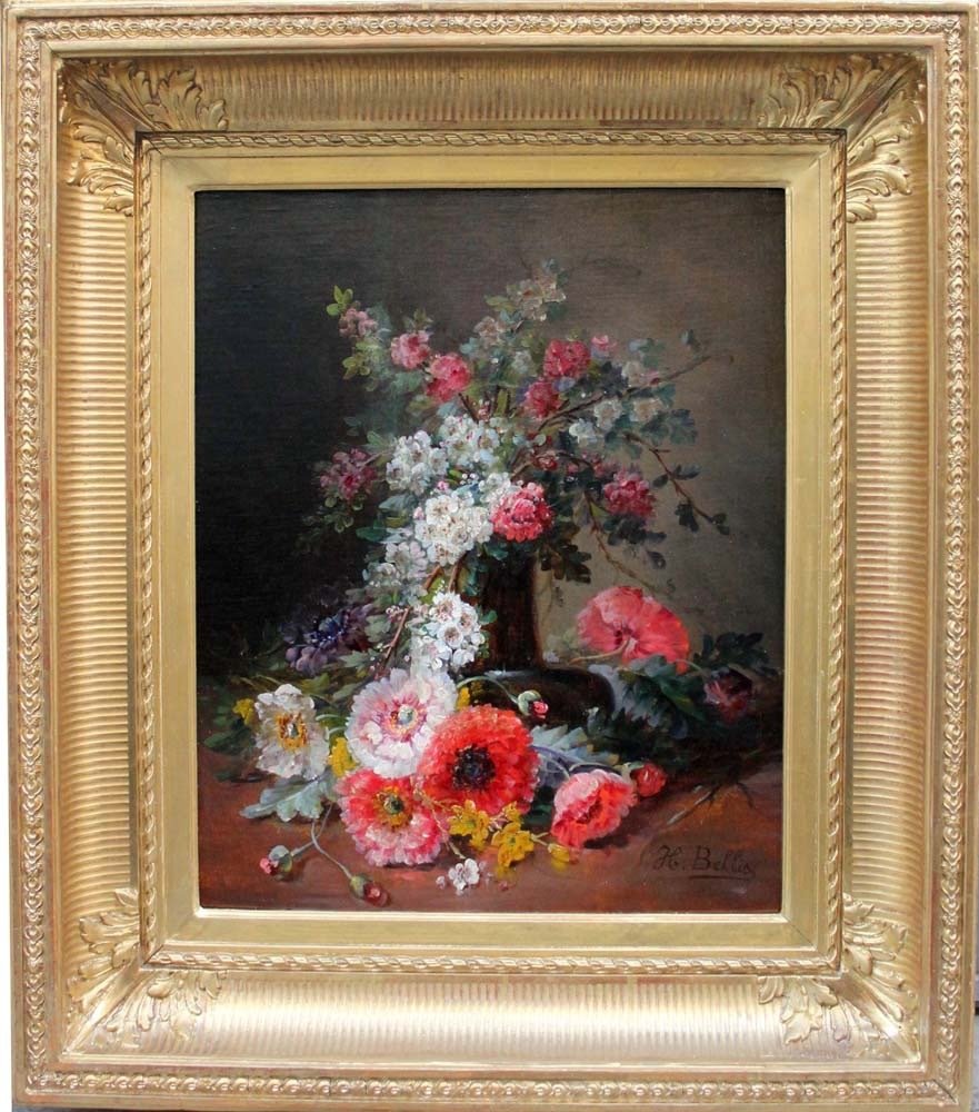 Hubert Bellis (1831 - 1902) - Glass vase with flowers #2.1