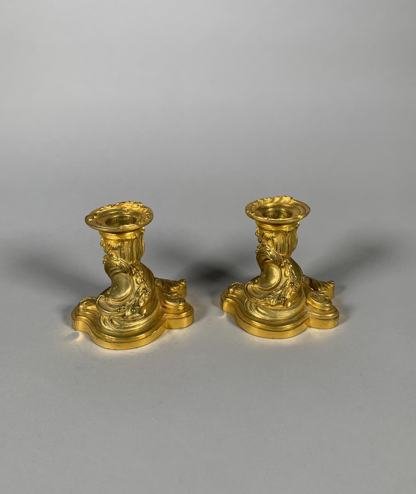 Kleiner Kerzenständer - Vergoldete Bronze #1.1
