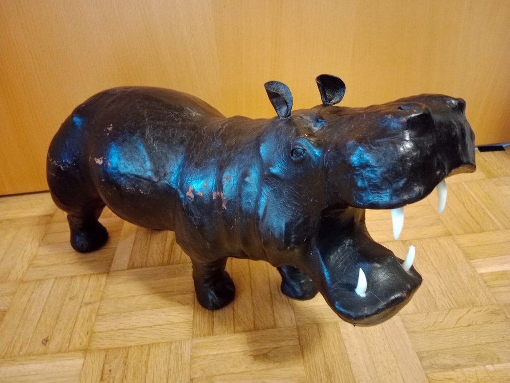 Figure - Leder Vintage-Hippo - 50 cm - Cuir #1.1
