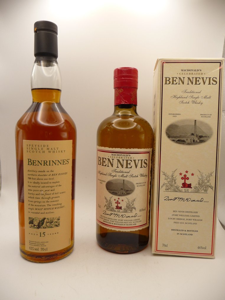 Ben Nevis McDonald's Celebrated Traditional - Benrinnes 15yo Flora & Fauna - Original bottling  - 70cl - 2 buteleki #1.1