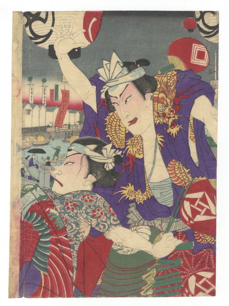 'Mikoshi Quartet' - Kunichika Toyohara (1835-1900) / Hiroshige III Utagawa (1842-1894) - Japonia -  Meiji period (1868-1912) #2.2
