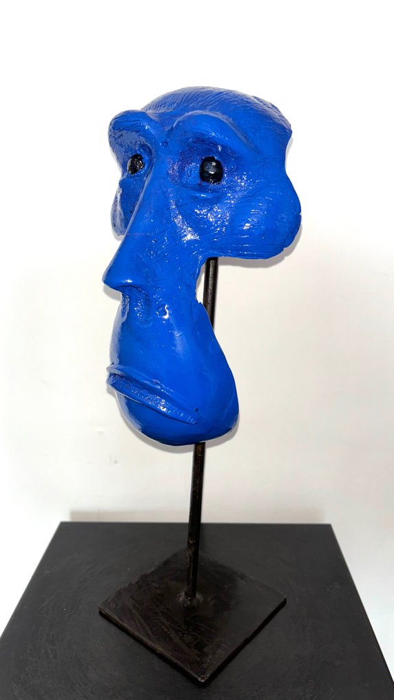 Abdoulaye Derme - Sculptură, Gueule de Singe - 40.5 cm - Bronz pictat rece #1.1