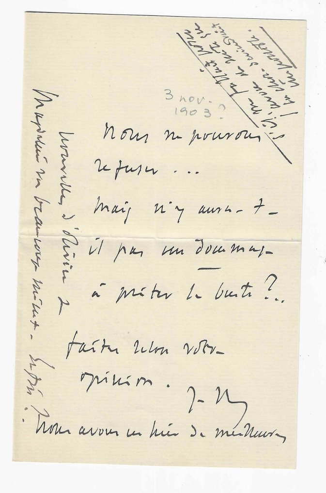 Jules Massenet - Lettre autographe signée - 1903 #1.1