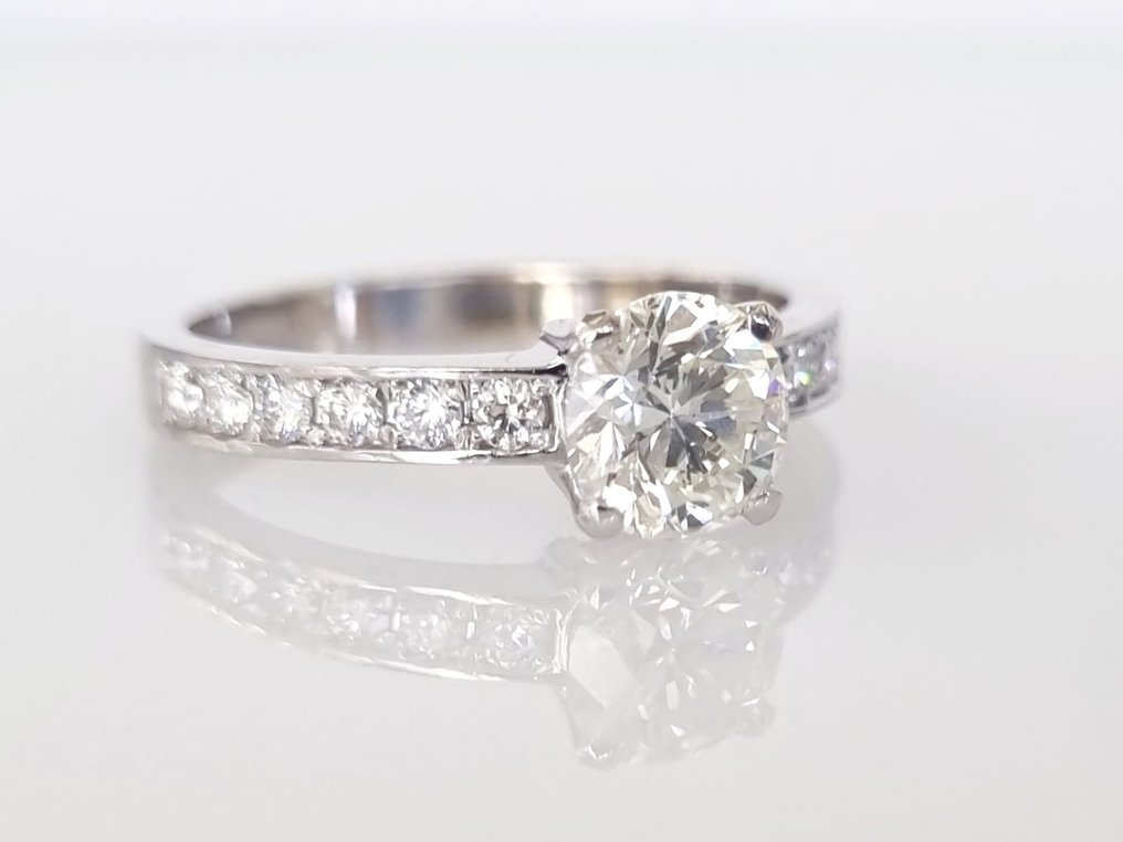 订婚戒指 - 18K包金 白金 - 1.25ct. tw. 钻石 (天然) #2.1