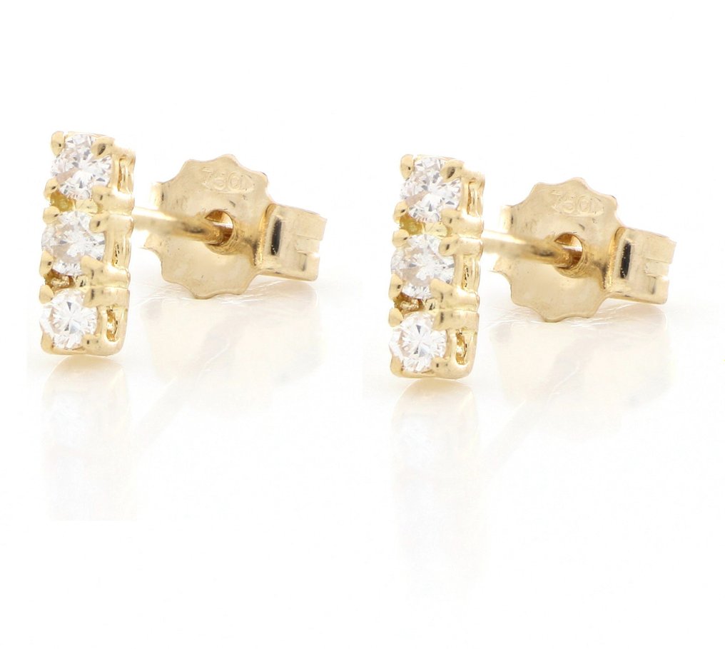 No Reserve Price - Earrings - 18 kt. Yellow gold -  0.24ct. tw. Diamond  (Natural) #1.2