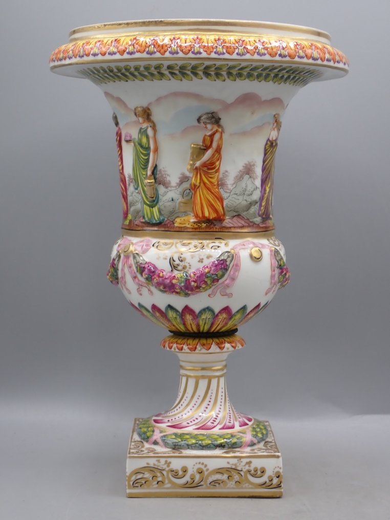 Achille Bloch/ Eugene Clauss, Porcelaine de Paris - Wazon (2)  - Porcelana - Para ozdobnych urn w stylu Capodimonte #3.1