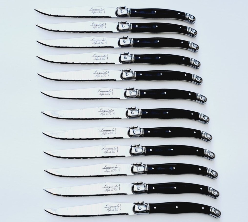 Laguiole - 12x Steak Knives - Black - style de - 餐刀套装 (12) - 不锈钢 #1.0