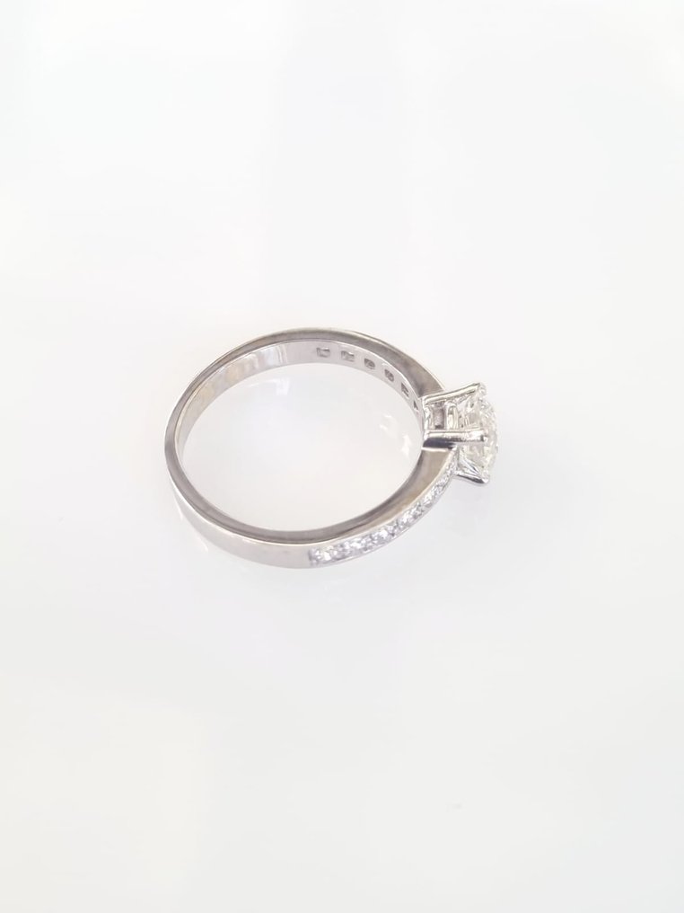 订婚戒指 - 18K包金 白金 - 1.25ct. tw. 钻石 (天然) #1.0