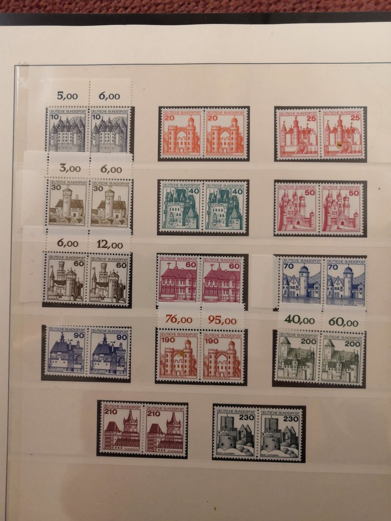 Alemania, República Federal 1956/1998 - Colección de series permanentes en pares de hojas horizontales. #3.1