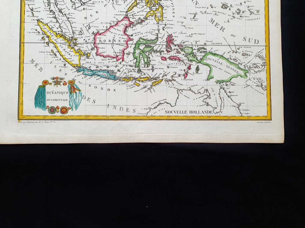 Ásia, Mapa - Australásia, Filipinas, Índias Orientais, Java, Bornéu, Sumatra; Pierre M. Lapie / Conrad Malte-Brun - Oceanique Occidentale - 1801-1820 #3.1