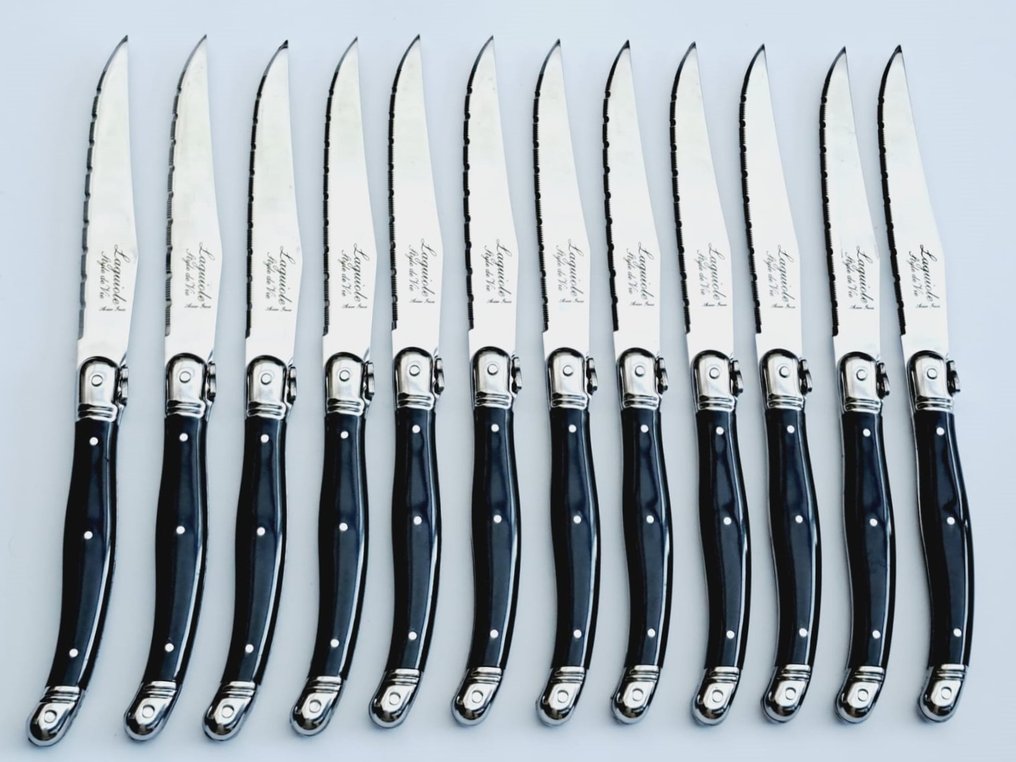 Laguiole - 12x Steak Knives - Black - style de - Ensemble de couteaux de table (12) - Acier inoxydable #2.1