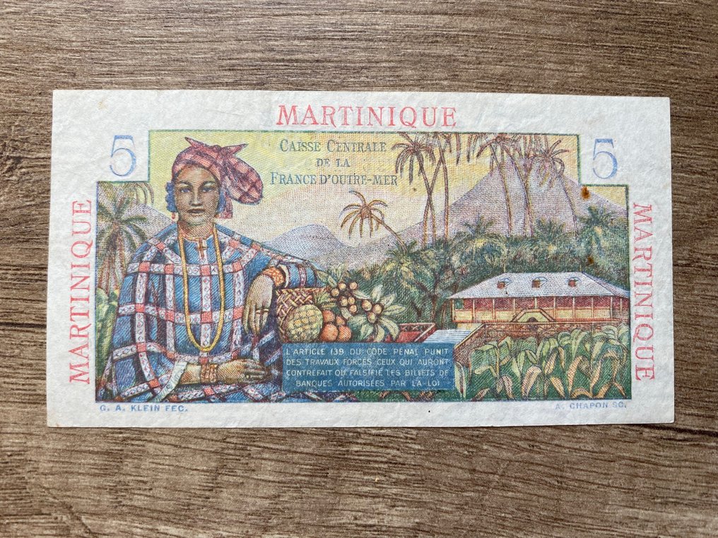 Martinique. - 5 Francs - ND (1946) - Pick 27  (Ingen mindstepris) #2.1