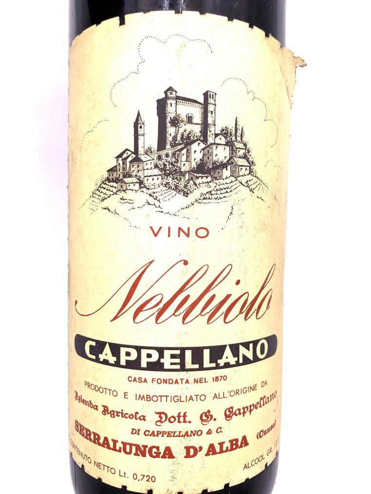 1970 Dott. G. Cappellano, Nebbiolo - Piemonte - 3 Flaskor (0,72 L) #1.2