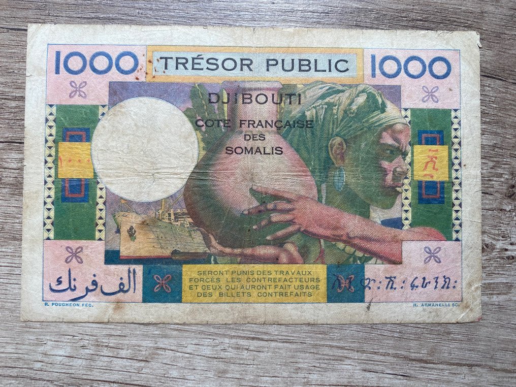 Fransk Somaliland. - 1000 Francs - ND (1952) - Pick 28  (Ingen reservasjonspris) #2.1
