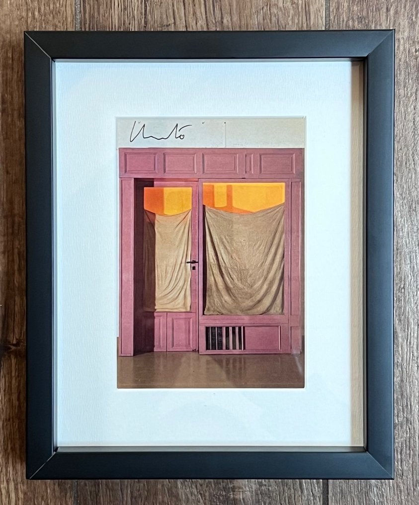 Signed; Christo and Jeanne Claude - Purple store front [framed & signed art card] - 1995 #1.2