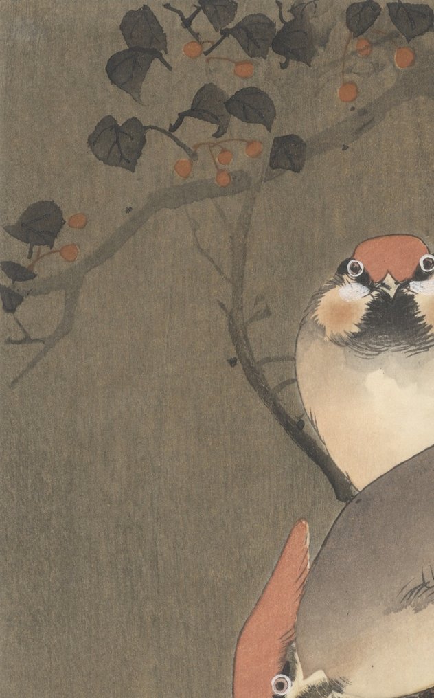 'Waxwings and Red Berries' - Koson Ohara (1877-1945) - Japonia #2.2