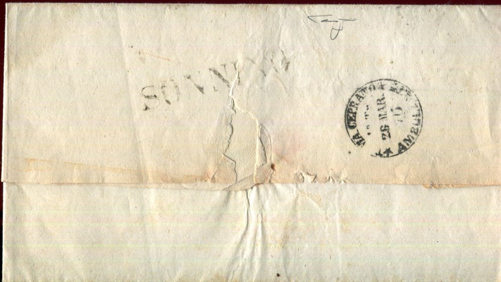 Antikke italienske stater 1868 - Det svært sjeldne Sonnino-stempelet punkt 13. - Sassone 26c #2.1