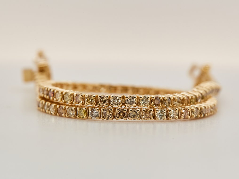 Ohne Mindestpreis - Armband - 14 kt Gelbgold -  1.93ct. tw. Diamant  (Natürlich farbig) #1.1