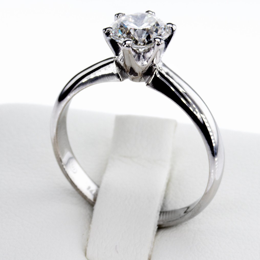 没有保留价 - 订婚戒指 - 14K包金 白金 -  1.02ct. tw. 钻石  (天然) #1.2