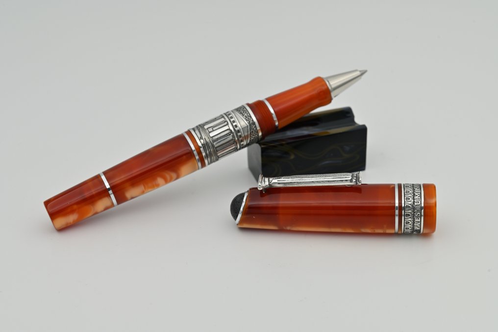 Marlen - Antiche Città Italiane: Paestum - Edizione numerata in resina, argento e roccia lavica - 滚珠笔 #1.0