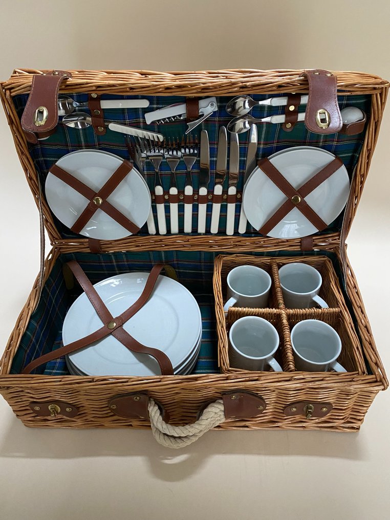 Picknick mand - 篮子 - 陶瓷, 柳条、不锈钢 #1.2